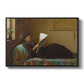 Interesting News, 1872 by Eastman Johnson in a black floater framed canvas wall art display.