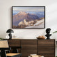 Hoher Göll from Watzmann-Hocheck, 1919 by Edward Theodore Compton displayed in a black floater framed canvas above a dark wood credenza in an entryway.