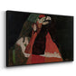 Angled view of Cardinal and Nun (Caress), 1912 by Egon Schiele in a black floater framed canvas.