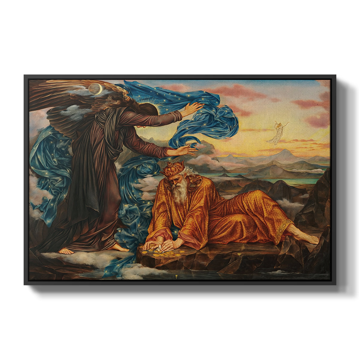Earthbound, 1897 by Evelyn De Morgan in a black floater framed canvas wall art display.