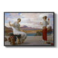 Winding the Skein, c. 1878 by Frederic Leighton in a black floater framed canvas wall art display.