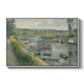 Wash-House Boat at Bas-Meudon, c. 1874 by Pierre-Auguste Renoir in a white floater framed canvas wall art display.