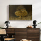 An Eagle Owl (Berguv), 1905 by Bruno Liljefors displayed in a white floater framed canvas above a dark wood credenza in an entryway.
