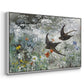 Angled view of Common Swifts, 1886 by Bruno Liljefors in a white floater framed canvas.