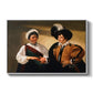 The Fortune Teller (Louvre Version), c. 1595 by Caravaggio in a white floater framed canvas wall art display.