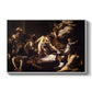 The Martyrdom of Saint Matthew, 1599-1600 by Caravaggio in a white floater framed canvas wall art display.