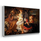 Angled view of Rest on the Flight into Egypt, c. 1597 by Caravaggio in a white floater framed canvas.