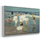 Angled view of A Holiday, c. 1915 by Edward Henry Potthast in a white floater framed canvas.