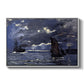 A Seascape, Shipping by Moonlight, 1864 by Claude Monet in a white floater framed canvas wall art display.