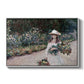 Young Girl in the Garden at Giverny, 1888 by Claude Monet in a white floater framed canvas wall art display.