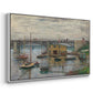 Angled view of Bridge at Argenteuil on a Gray Day, c. 1876 by Claude Monet in a white floater framed canvas.
