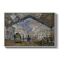 The Gare Saint-Lazare, 1877 by Claude Monet in a white floater framed canvas wall art display.