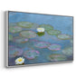 Angled view of Water Lilies (Nymphéas), 1897-1899 by Claude Monet in a white floater framed canvas.
