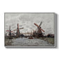 Windmills near Zaandam, 1871 by Claude Monet in a white floater framed canvas wall art display.