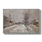 The Boulevard de Pontoise at Argenteuil, Snow Effect, 1875 by Claude Monet in a white floater framed canvas wall art display.