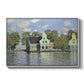 Houses on the Zaan River at Zaandam, 1871 by Claude Monet in a white floater framed canvas wall art display.