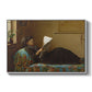 Interesting News, 1872 by Eastman Johnson in a white floater framed canvas wall art display.