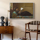Interesting News, 1872 by Eastman Johnson as a white floater framed canvas featuring an Americana interior with people focused on printed page, styled above a mid-century console in a contemporary living area.