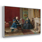 Angled view of The Brown Family, 1869 by Eastman Johnson in a white floater framed canvas.
