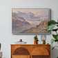 Odenwinklkees with the Johannisberg, 1902 by Edward Theodore Compton in a white floater framed canvas featuring an alpine glacier landscape with rugged peaks and snow-covered terrain, displayed above a wood console cabinet.
