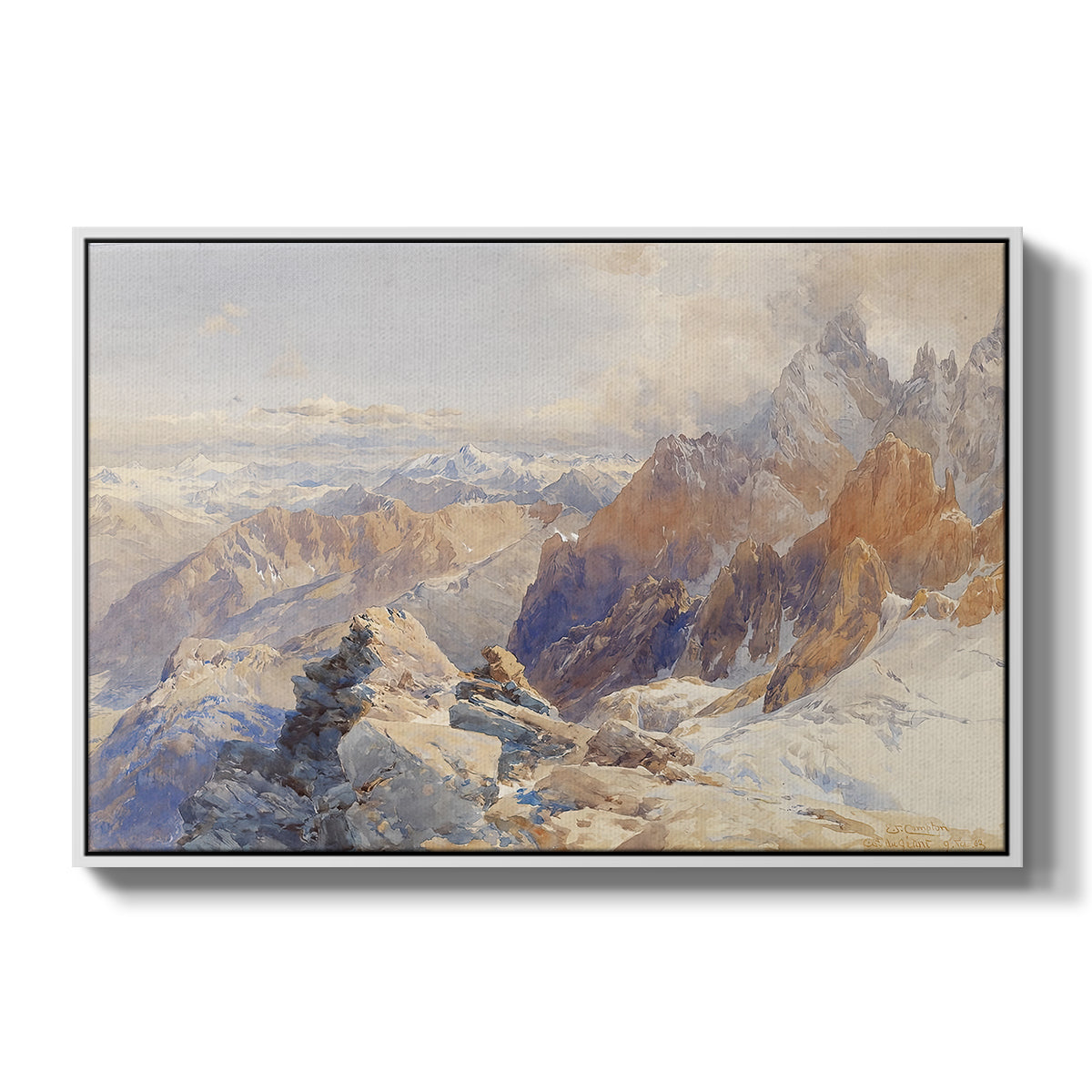 Col du Géant, 1903 by Edward Theodore Compton in a white floater framed canvas wall art display.