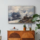 The Grossglockner, 1880 by Edward Theodore Compton in a white floater framed canvas featuring a towering mountain peak rising above rocky alpine landscape, displayed above a wood console cabinet.