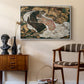 Death and the Maiden, 1915 by Egon Schiele as a white floater framed canvas featuring an expressionist painting of human figures in dramatic pose, styled above a mid-century console in a contemporary living area.