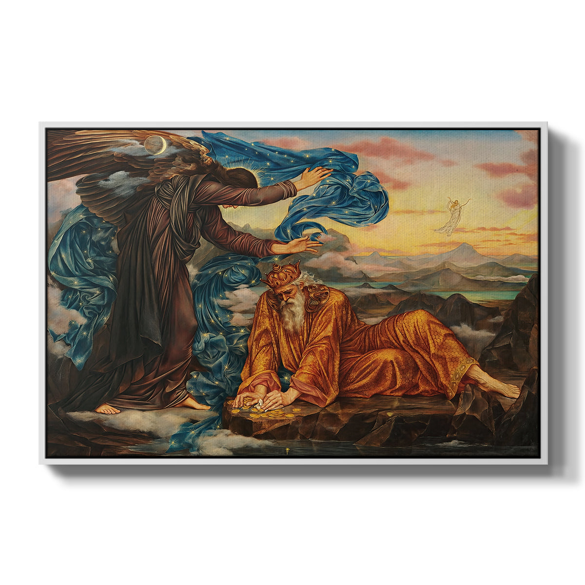 Earthbound, 1897 by Evelyn De Morgan in a white floater framed canvas wall art display.
