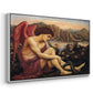 Angled view of The Angel with the Serpent, c. 1870-1875 by Evelyn De Morgan in a white floater framed canvas.