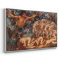 Angled view of Boreas and the Fallen Leaves, c. 1910-1914 by Evelyn De Morgan in a white floater framed canvas.