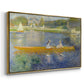 Angled view of The Skiff (La Yole), 1875 by Pierre-Auguste Renoir in a gold floater framed canvas.