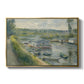 Wash-House Boat at Bas-Meudon, c. 1874 by Pierre-Auguste Renoir in a gold floater framed canvas wall art display.