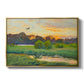 Flying Duck at Sunset, 1924 by Bruno Liljefors in a gold floater framed canvas wall art display.