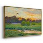 Angled view of Flying Duck at Sunset, 1924 by Bruno Liljefors in a gold floater framed canvas.