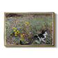 Cat on a Flowery Meadow, 1887 by Bruno Liljefors in a gold floater framed canvas wall art display.
