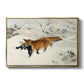 Fox in Snow Landscape, 1900 by Bruno Liljefors in a gold floater framed canvas wall art display.