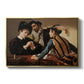 The Cardsharps, c. 1594 by Caravaggio in a gold floater framed canvas wall art display.