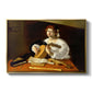 The Lute Player (Wildenstein Version), c. 1596 by Caravaggio in a gold floater framed canvas wall art display.