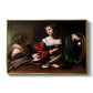 Martha and Mary Magdalene, c. 1598 by Caravaggio in a gold floater framed canvas wall art display.