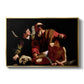 The Sacrifice of Isaac (Uffizi Version), c. 1603 by Caravaggio in a gold floater framed canvas wall art display.