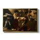 The Crowning with Thorns (Vienna Version), c. 1602-1604 by Caravaggio in a gold floater framed canvas wall art display.