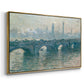 Angled view of Waterloo Bridge, Gray Weather, 1900 by Claude Monet in a gold floater framed canvas.