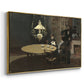 Angled view of Interior, after Dinner, 1868-1869 by Claude Monet in a gold floater framed canvas.