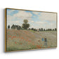 Angled view of The Poppy Field near Argenteuil, 1873 by Claude Monet in a gold floater framed canvas.