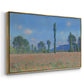 Angled view of Poppy Field (Giverny), 1890-1891 by Claude Monet in a gold floater framed canvas.