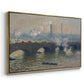Angled view of Waterloo Bridge, Gray Day, 1903 by Claude Monet in a gold floater framed canvas.