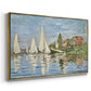 Angled view of Regatta at Argenteuil, 1872 by Claude Monet in a gold floater framed canvas.