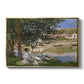 On the Bank of the Seine, Bennecourt, 1868 by Claude Monet in a gold floater framed canvas wall art display.
