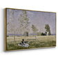 Angled view of Summer (L'ete), 1874 by Claude Monet in a gold floater framed canvas.