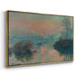Angled view of Sunset on the Seine at Lavacourt, Winter Effect, 1880 by Claude Monet in a gold floater framed canvas.